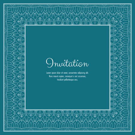 Abstract ornamental lace frame for greeting card or invitation. Vector Illustrationのイラスト素材