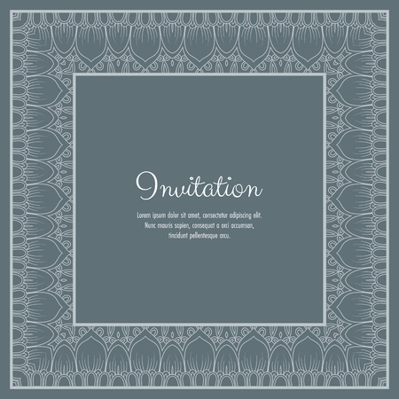 Abstract ornamental lace frame for greeting card or invitation. Vector Illustrationのイラスト素材