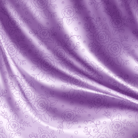 Luxury violet satin smooth fabric background for celebration, ceremony, event invitation card or advertising poster. Vector Illustrationのイラスト素材