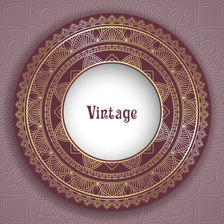 Vintage ornamental round frame for greeting card, invitation or packaging design. Vector Illustrationのイラスト素材