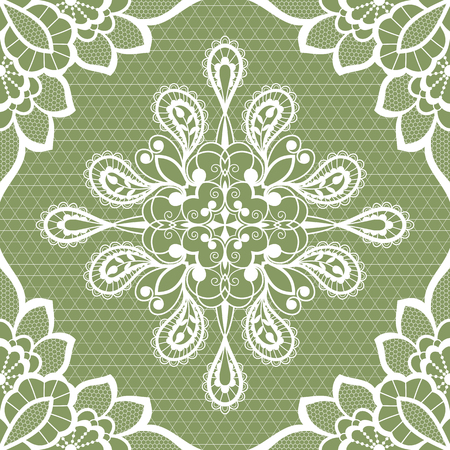 White floral lace seamless pattern. Vector Illustrationのイラスト素材