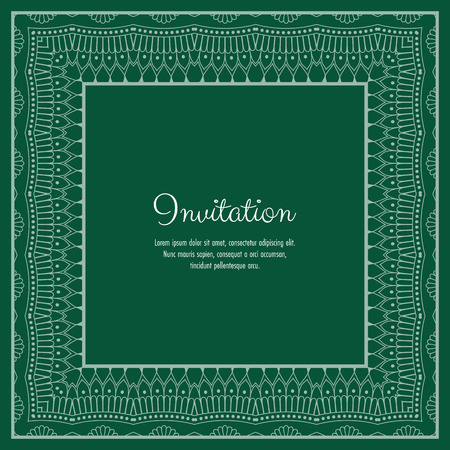 Abstract ornamental lace frame for greeting card or invitation. Vector Illustrationのイラスト素材