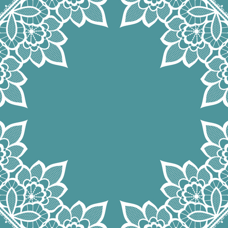 White floral lace decorative background. Vector Illustrationのイラスト素材