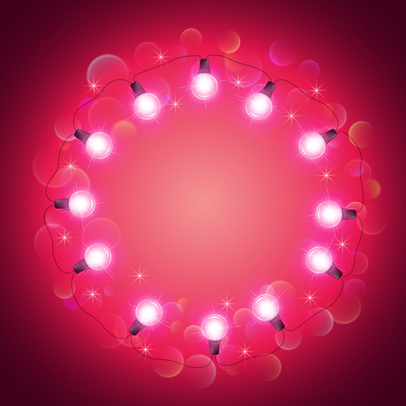 Festive garland lights. Design element for Christmas greeting card, invitation or advertising poster. Vector Illustrationのイラスト素材