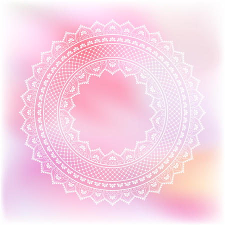 Blurred pastel background with decorative pattern in ethnic oriental style on for greeting card, invitation or announcementのイラスト素材
