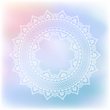 Blurred pastel background with decorative pattern in ethnic oriental style on for greeting card, invitation or announcementのイラスト素材