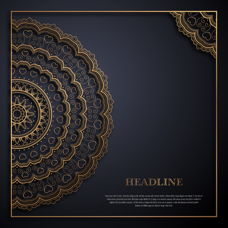 Gold and black greeting card template in retro style. Great design for any purposes: invitation, flyer, menu, brochure or leafletのイラスト素材