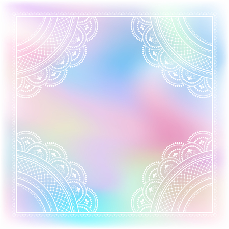 Blurred pastel background with decorative pattern in ethnic oriental style on for greeting card, invitation or announcementのイラスト素材