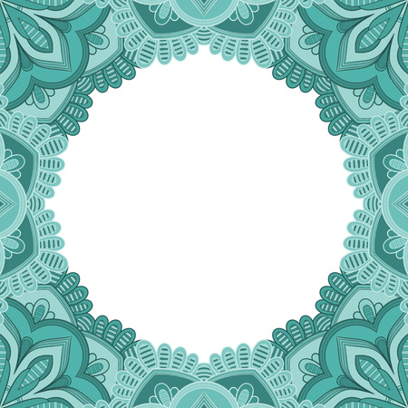 Abstract floral decorative frame for greeting card or invitation in ethnic styleのイラスト素材