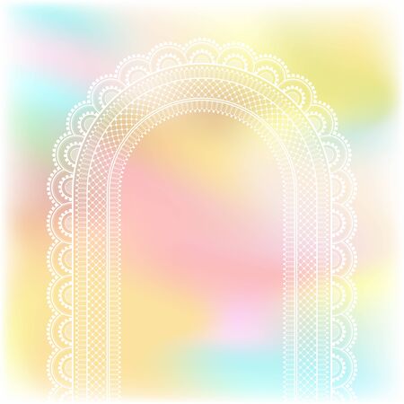 Blurred pastel background with decorative pattern in ethnic oriental style on for greeting card, invitation or announcementのイラスト素材
