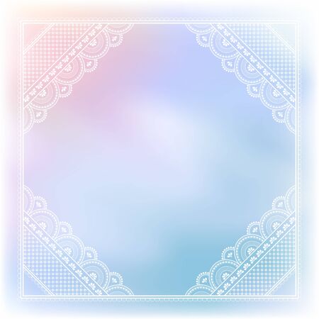 Blurred pastel background with decorative pattern in ethnic oriental style on for greeting card, invitation or announcementのイラスト素材