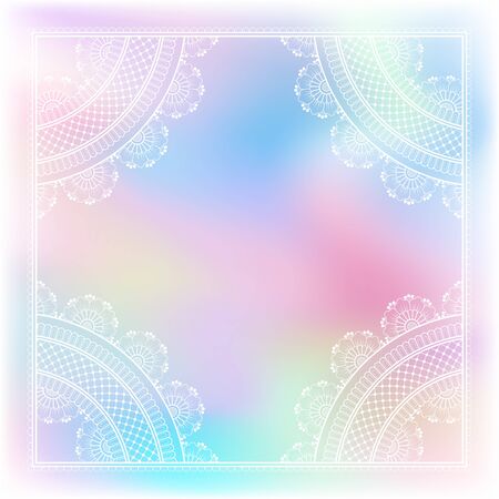 Blurred pastel background with decorative pattern in ethnic oriental style on for greeting card, invitation or announcementのイラスト素材