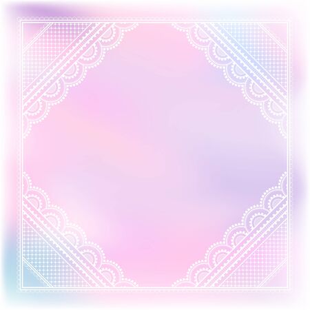 Blurred pastel background with decorative pattern in ethnic oriental style on for greeting card, invitation or announcementのイラスト素材