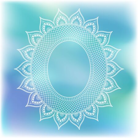 Blurred pastel background with decorative pattern in ethnic oriental style on for greeting card, invitation or announcementのイラスト素材