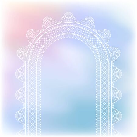 Blurred pastel background with decorative pattern in ethnic oriental style on for greeting card, invitation or announcementのイラスト素材