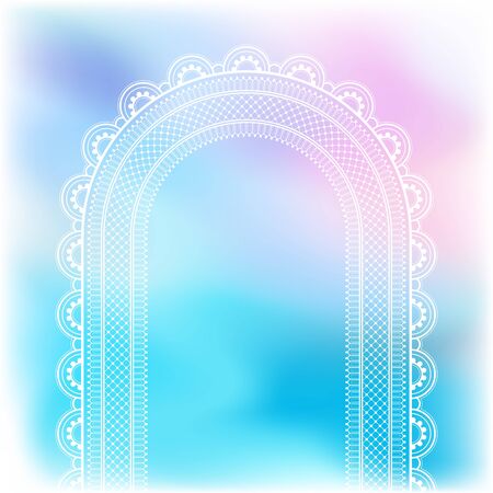 Blurred pastel background with decorative pattern in ethnic oriental style on for greeting card, invitation or announcementのイラスト素材