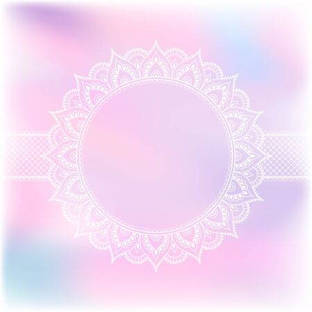 Blurred pastel background with decorative pattern in ethnic oriental style on for greeting card, invitation or announcementのイラスト素材