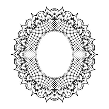 Decorative monochrome pattern in ethnic oriental style for greeting card, invitation, announcement or coloring book pageのイラスト素材