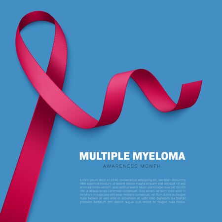 Realistic burgundy ribbon. Symbol of multiple myeloma, meningitis, brain aneurysm awarenessのイラスト素材