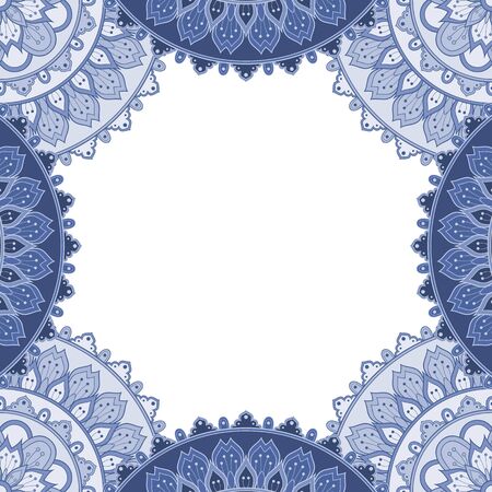 Abstract floral decorative frame for greeting card or invitation in ethnic styleのイラスト素材