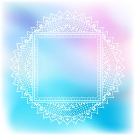 Blurred pastel background with decorative pattern in ethnic oriental style on for greeting card, invitation or announcementのイラスト素材