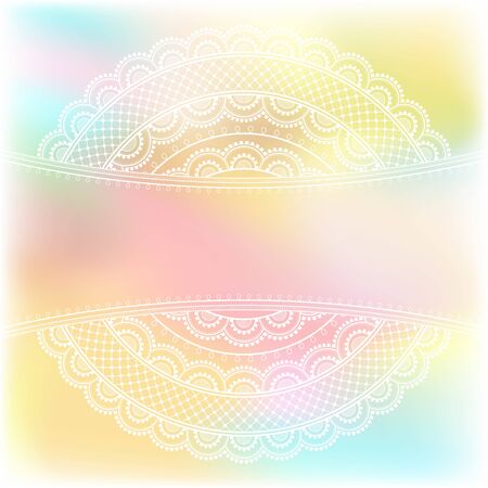 Blurred pastel background with decorative pattern in ethnic oriental style on for greeting card, invitation or announcementのイラスト素材