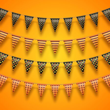 Halloween flag garlands. Design element for greeting card, party invitation or sale banner templateのイラスト素材