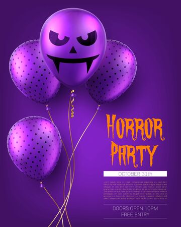 Halloween background with air balloons. Greeting card, party invitation or sale banner templateのイラスト素材
