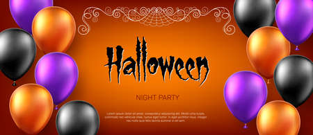 Halloween background with air balloons. Greeting card, party invitation or sale banner templateのイラスト素材