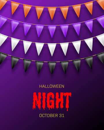 Halloween background with flag garlands. Greeting card, party invitation or sale banner templateのイラスト素材