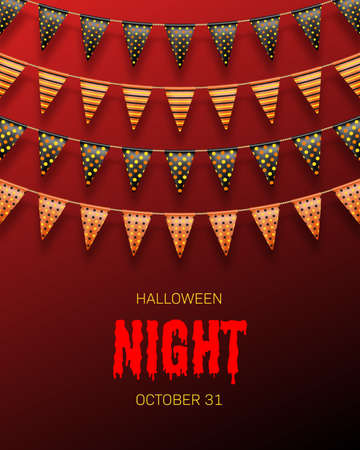 Halloween background with flag garlands. Greeting card, party invitation or sale banner templateのイラスト素材