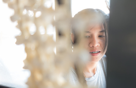 The young woman on vacationの写真素材