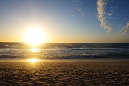 Morning landscape in late summer with sunshineの写真素材