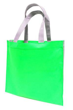 Green bag on white backgroundの写真素材