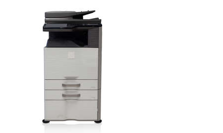 front black and white photocopier / copy machine, printer and fax for office paper work on white...