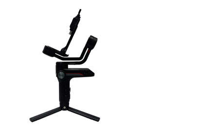 side view black gimbal stabilizers on white background, object, technology, copy space