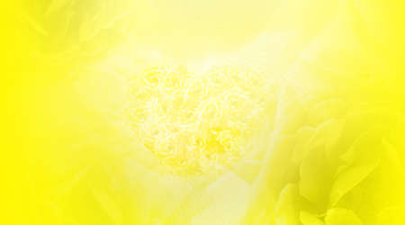yellow roses heart on blur yellow roses background, nature, banner, template, object, copy spaceの写真素材