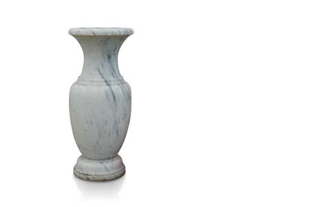white and blue marble vase on white background, object, decor, home, modern, flower, copy spaceの写真素材