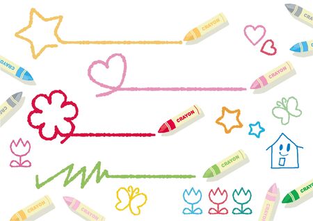 Crayon Heading Line Setのイラスト素材