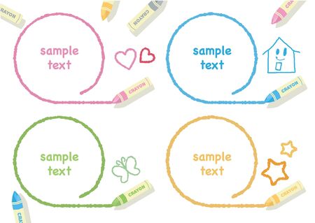 Crayon Round FrameSetのイラスト素材