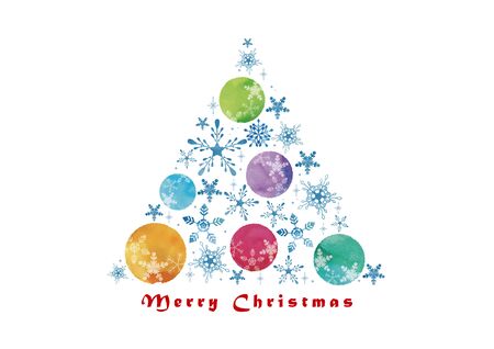 Christmas Ball and Snow crystal Christmas treeのイラスト素材