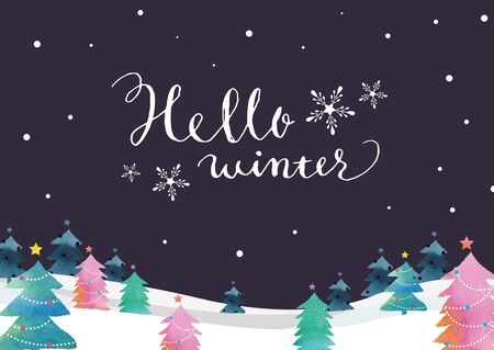 Watercolor_Winter Background Materialのイラスト素材