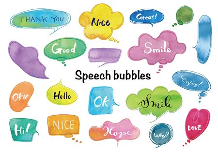 Watercolor_Handwritten speech bubble setのイラスト素材