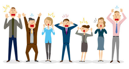 Business_Men and Women_Surpriseのイラスト素材