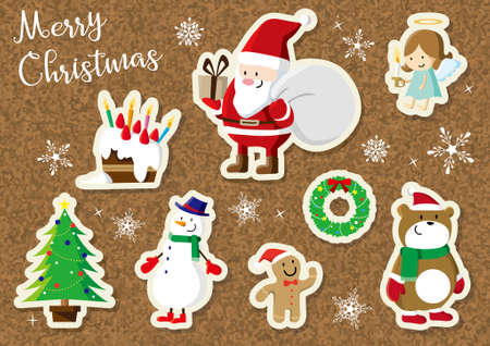 Christmas Sticker-style Material Setのイラスト素材