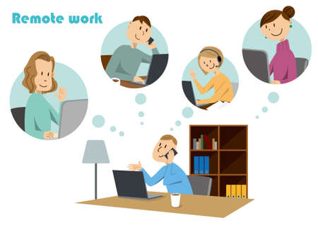 People who work in remote workのイラスト素材
