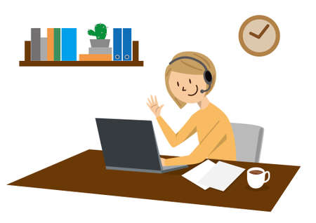 a woman who works in remote workのイラスト素材