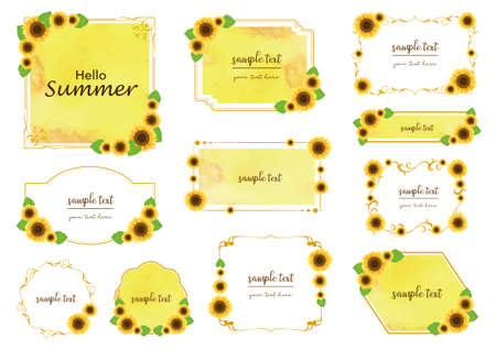 Sunflower Watercolor Framesetのイラスト素材