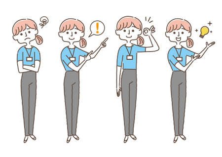 Business Woman_Hand Sign_Whole Bodyのイラスト素材