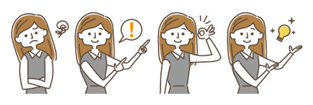 Business Woman_Hand Sign_Upper Bodyのイラスト素材